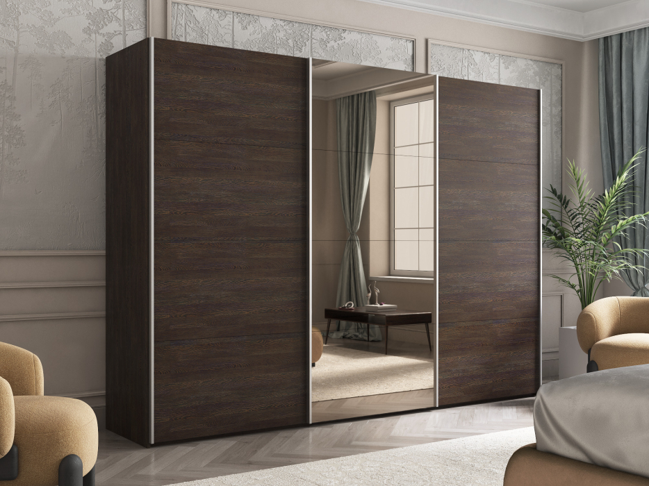 Шкафы-купе 3-х дверные, Шкаф-купе Эста ДСП+Зеркало+ДСП 300х66х240