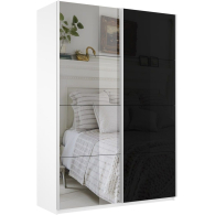 Шкафы-купе 2-х дверные, Шкаф-купе Прайм 2х дверный Зеркало/Стекло черное 120х57х230