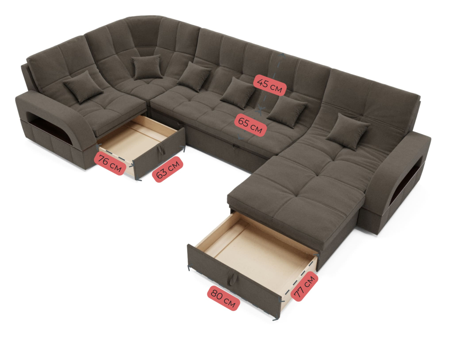 Диваны угловые в гостиную, Модульный диван Майами-4,венеция,велюр