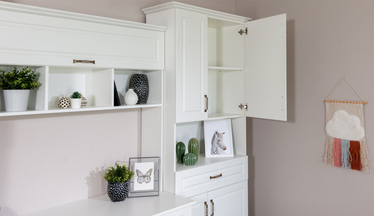 Шкафы двухстворчатые, Пенал Лацио, 4-дверный, белое дерево