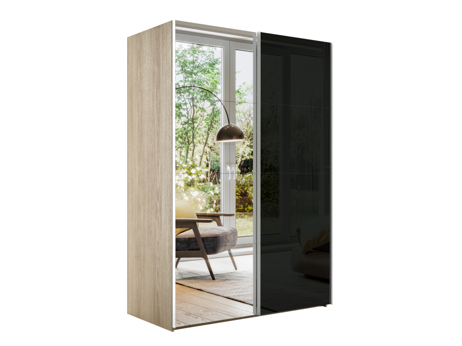 Шкафы-купе 2-х дверные, Шкаф Эста дуо Стекло черное/зеркало 2400 х 2000 х 660