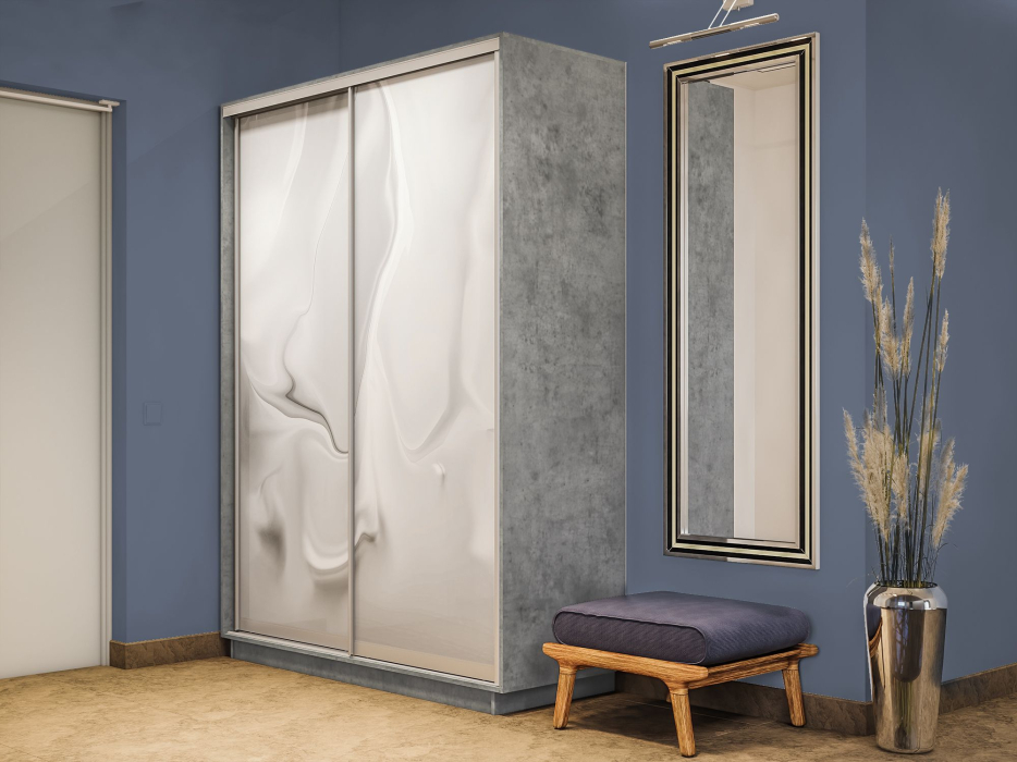 Шкафы-купе 2-х дверные, Шкаф-купе Экспресс 2-х дверный Фотопечать Шелк Стекла 160х45х220