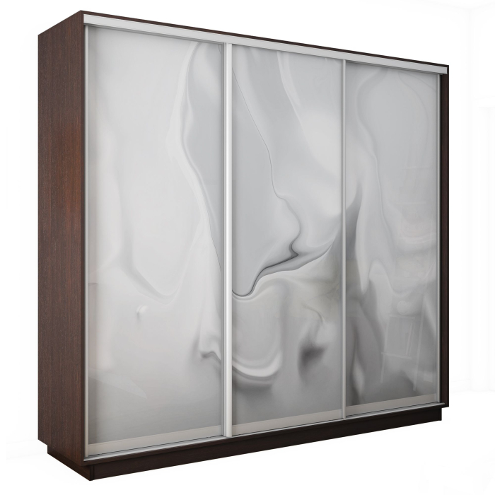 Шкафы-купе 3-х дверные, Шкаф-купе Экспресс 3-х дверный Фотопечать Шелк Стекла 180х60х240