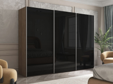 Шкафы-купе 3-х дверные, Шкаф Эста трио Стекло черное 2400 х 3000 х 660