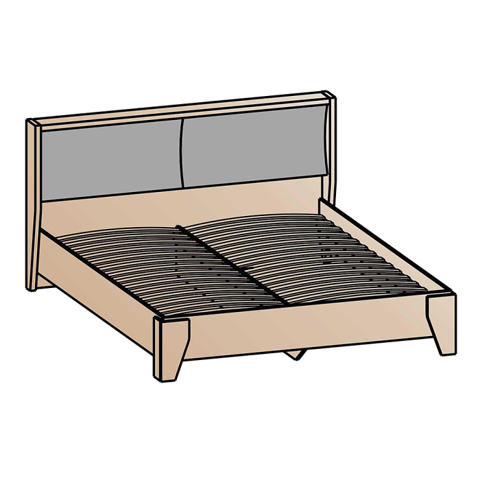 Двуспальные, Кровать 1,6 Шаде КР-292, черный ясень, санторини белый