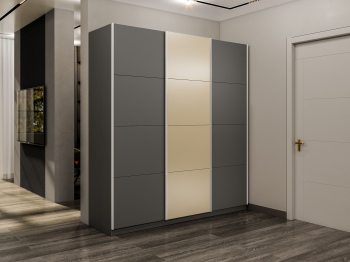 Шкаф-купе Эста 3-х дверный ДСП/Стекла фисташка/Доводчик 270х66х240