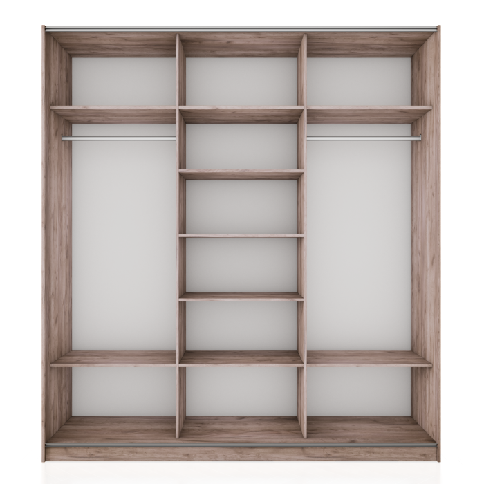 Шкафы-купе 3-х дверные, Шкаф-купе Прайм 3-х дверный ДСП/Стекло белое/Доводчики 210х57х230