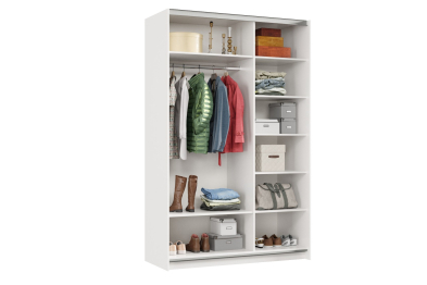 Шкаф-купе Smart 1422 2х дверный (фасады ЛДСП,зеркало) профиль серебро