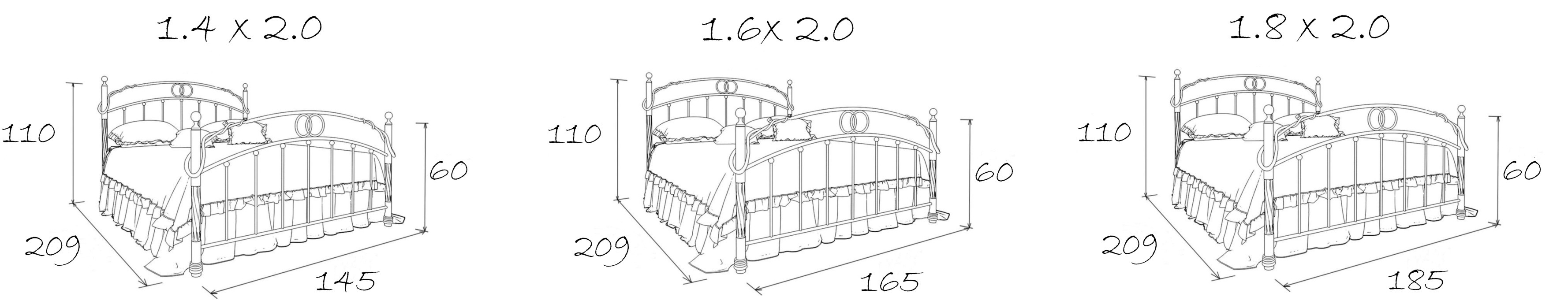 Двуспальные, Кованая кровать Кармен 1.8 с одной спинкой