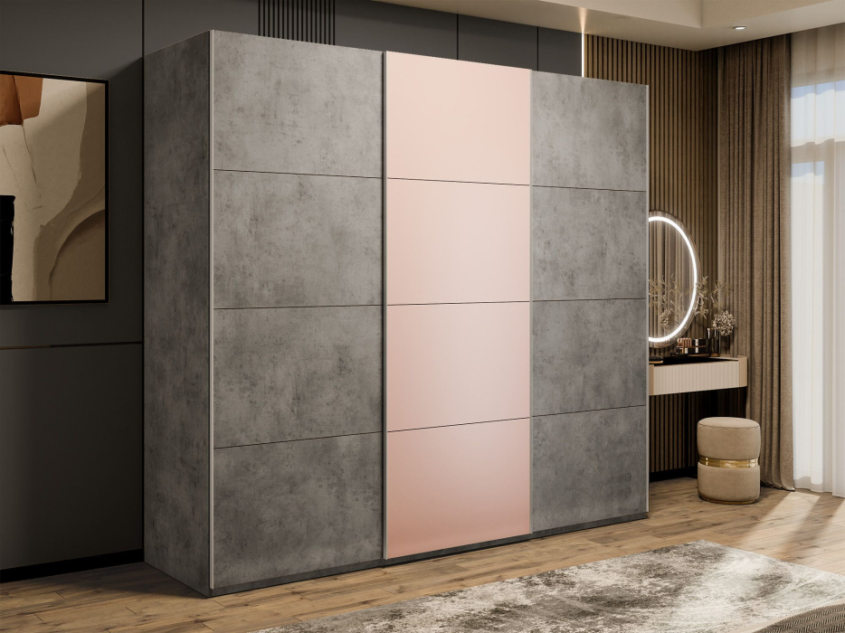 Шкафы-купе 3-х дверные, Шкаф-купе Эста 3-х дверный ДСП/Стекла пудра/Доводчик 300х66х240