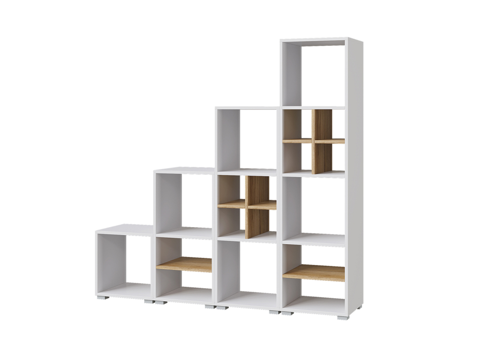 Стеллажи, Бокс 3 Лайт, белый, дуб золотой