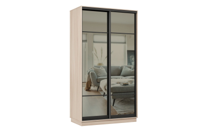 Шкаф-купе Премьер 11 (11ЗГ;11ЗГ) фасады зеркало графит/двухдверный/Профиль чёрный муар