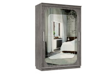 Шкафы-купе 2-х дверные, Шкаф-купе Премьер 10 двухдверный фасады Медиум, вставка графит