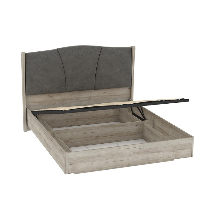 Кровати с мягким изголовьем, Кровать ШЕР КРП-23-16-18 с подъемным механизмом, дуб серый, alpina 14