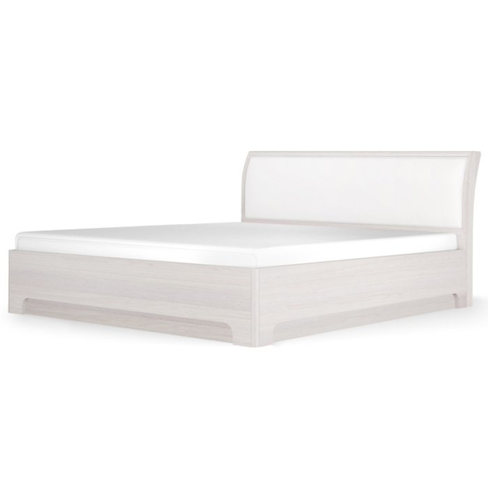 Кровати с мягким изголовьем, Кровать-3 Парма Нео, с подъемным основанием, 1400, ясень анкор светлый, экокожа polo белая