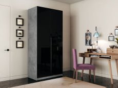 Шкафы распашные, Шкаф распашной Е1 Локер 101x52.5x220 см, с черным стеклом и полками