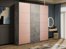Шкафы-купе 3-х дверные, Шкаф-купе Прайм 3-х дверный Стекла пудра/ДСП/Доводчики 180х57х230