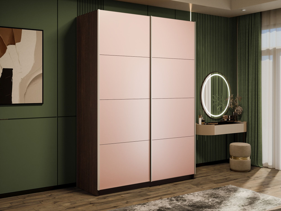 Шкафы-купе 2-х дверные, Шкаф-купе Прайм 2-х дверный Стекла пудра/Доводчики 160х57х230