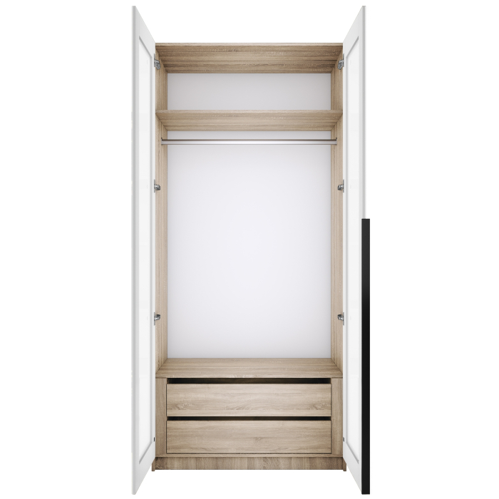 Шкафы распашные, Шкаф распашной Е1 Локер 101x52.5x220 см, с белым стеклом и модулем