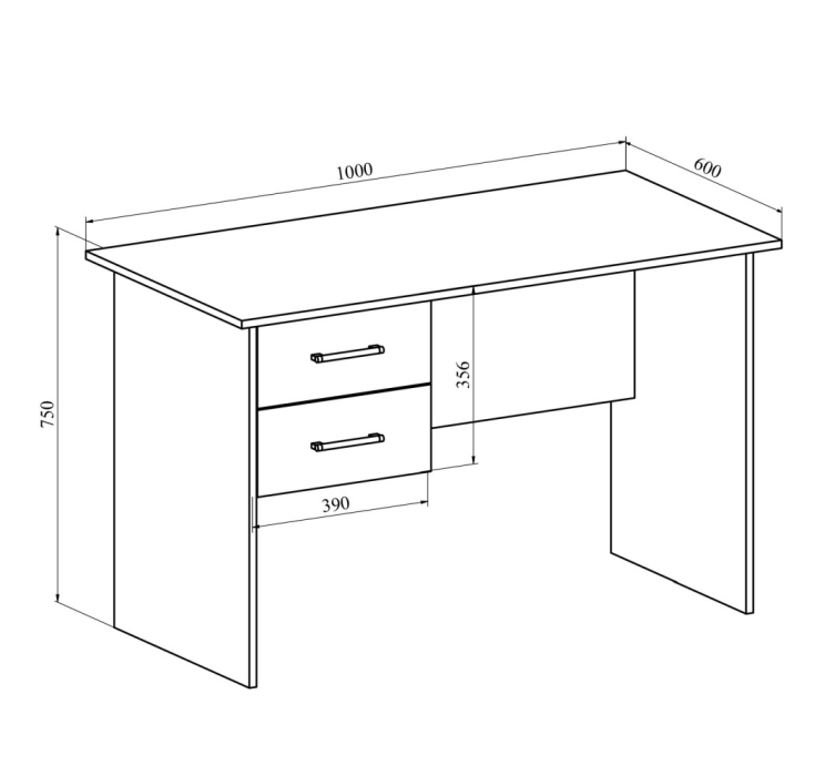 Прямые, Стол с тумбой  ОФ-111К+ОФ-21