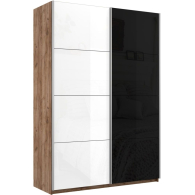 Шкафы-купе 2-х дверные, Шкаф-купе Прайм 2х дверный Белый Глянец/Стекло черное 120х57х230