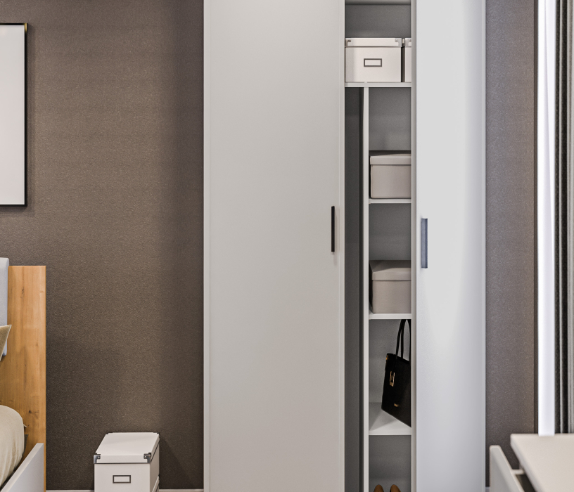 Шкафы распашные, Шкаф 2 дверный Милан СБ-3257 Серый/МДФ Светло серый