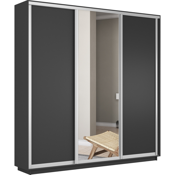 Шкафы-купе 3-х дверные, Шкаф-купе Экспресс Медиум (1 зеркало) трио 2400 x 1800 x 450