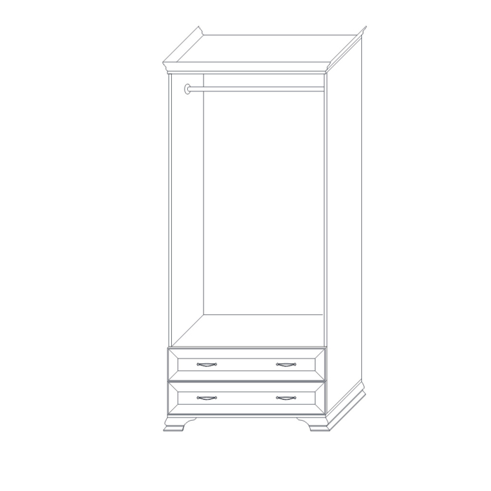 Для одежды, Шкаф двухдверный Сиена, с зеркалами, бодега белый, патина золото