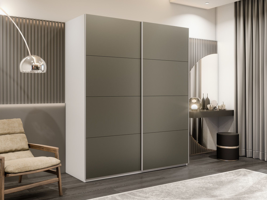 Шкафы-купе 2-х дверные, Шкаф-купе Эста 2-х дверный Стекла хаки/Доводчик 180х66х240