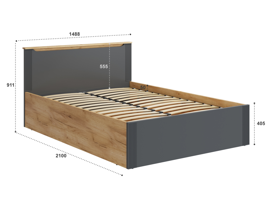 Кровати 140х200, Кровать с подъемным механизмом Эмилия ЭЛ-33