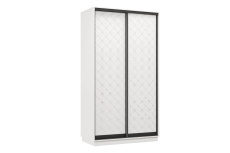 Шкафы-купе 2-х дверные, Шкаф-купе Премьер МИНИ 01 (01РБ;01РБ) фасады ромб белый/двухдверный/Профиль чёрный муар