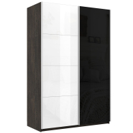 Шкафы-купе 2-х дверные, Шкаф Эста дуо Стекло белое/Стекло черное 2400 х 1800 х 660