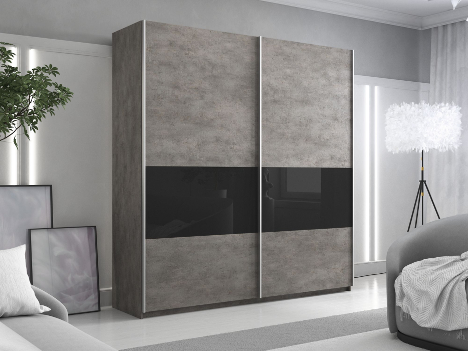 Шкафы-купе 2-х дверные, Шкаф-купе Прайм 2х дверный ДСП/Стекло черное 160х57х230