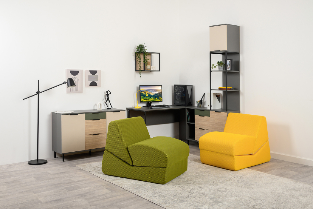 Детские комоды, Комод Марвэл 16.234.02, темно-серый, сатин, плэйн, дымчатый зеленый