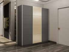 Шкафы-купе 3-х дверные, Шкаф-купе Прайм 3-х дверный Стекла фисташка/ДСП/Доводчики 180х57х230