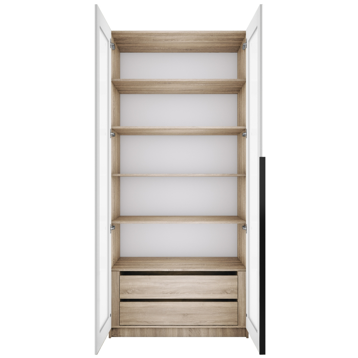 Шкафы распашные, Шкаф распашной Е1 Локер 101x52.5x220 см, с белым стеклом , полками и модулем