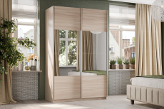 Шкафы-купе 2-х дверные, Шкаф-купе Smart 1422 2х дверный (фасады ЛДСП/зеркало) профиль серебро