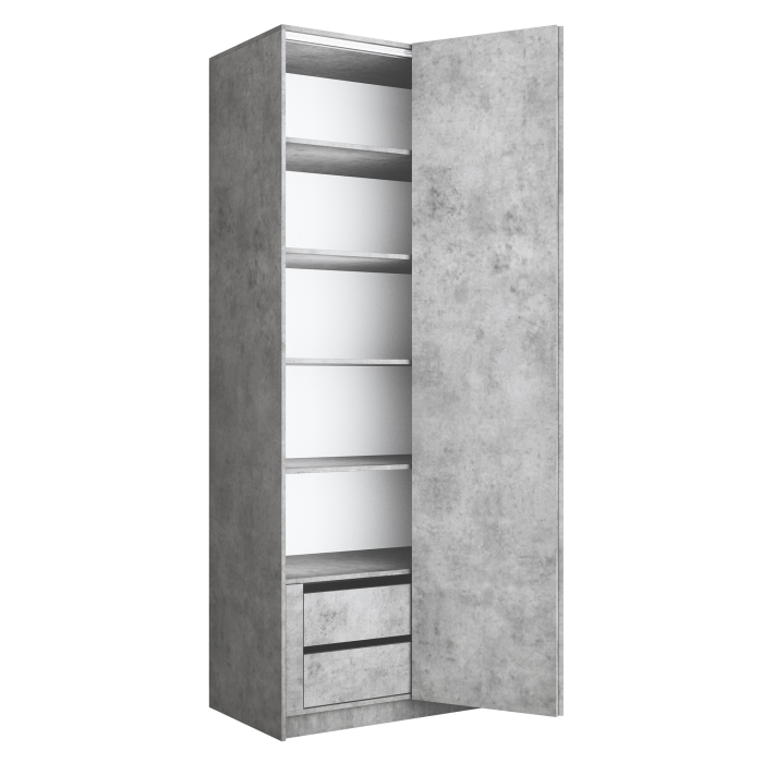 Шкафы распашные, Шкаф складной Е1 Локер ("Гармошка" с системой Push to Move/Правый)101х52,5х220 см, с полками и модулем