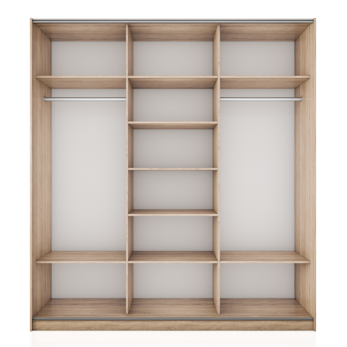 Шкафы-купе 3-х дверные, Шкаф-купе Прайм 3-х дверный ДСП/Стекло белое/Доводчики 210х57х230