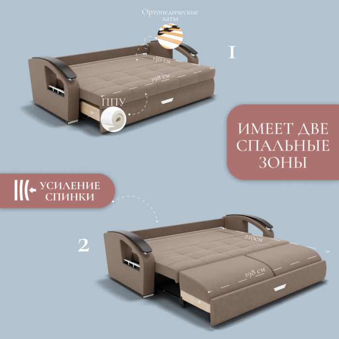 Диваны с ящиком для белья, Прямой диван Дубай-1 ППУ, велюр