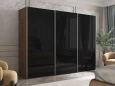 Шкафы-купе 3-х дверные, Шкаф Эста трио Стекло черное 2400 х 2700 х 660