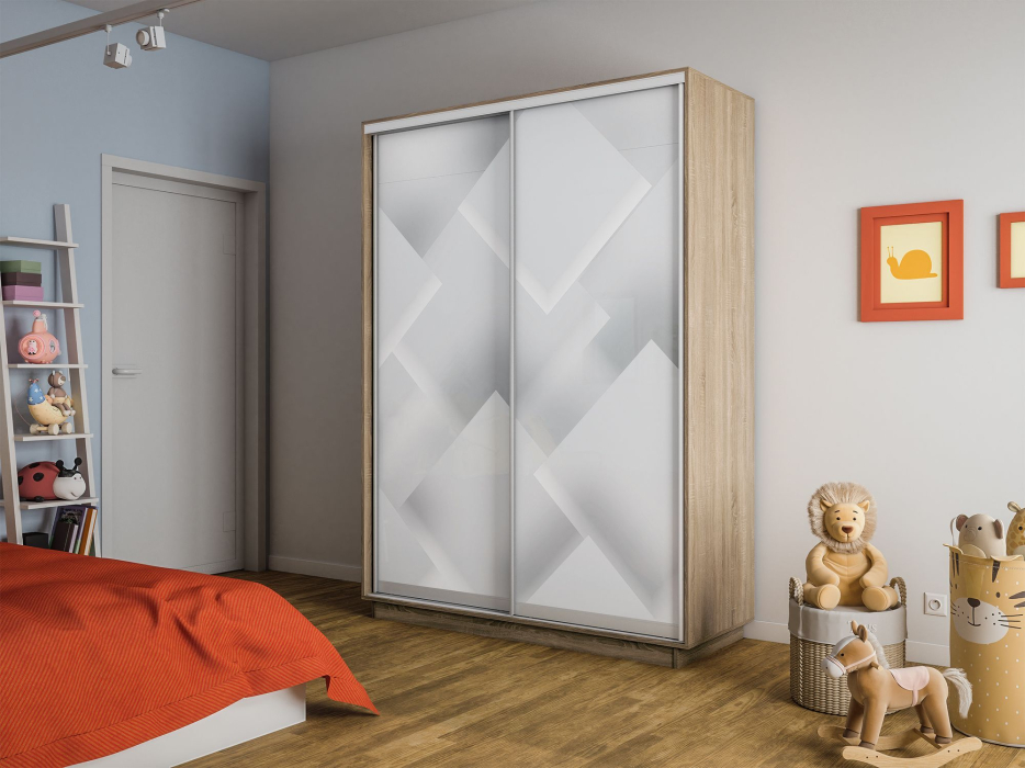 Шкафы-купе 2-х дверные, Шкаф-купе Экспресс 2-х дверный Фотопечать Квадрат Стекла 160х45х220