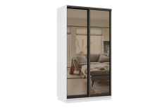 Шкафы-купе 2-х дверные, Шкаф-купе Премьер МИНИ 01 (11ЗБ;11ЗБ) фасады зеркало бронза/двухдверный/Профиль чёрный муар