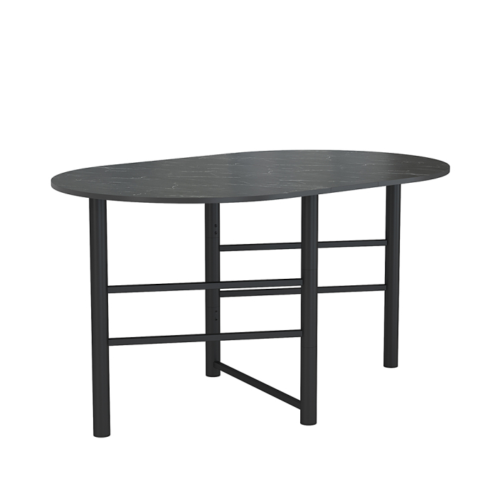 Обеденные столы, Стол раскладной Октава 42.41, мрамор черный, черный