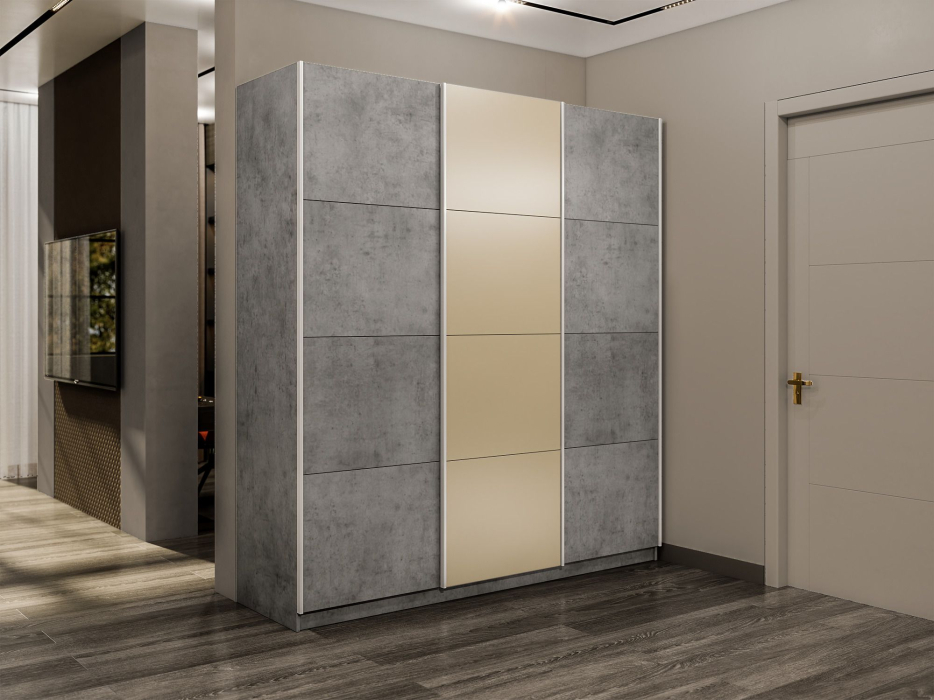 Шкафы-купе 3-х дверные, Шкаф-купе Прайм 3-х дверный Стекла фисташка/ДСП/Доводчики 180х57х230