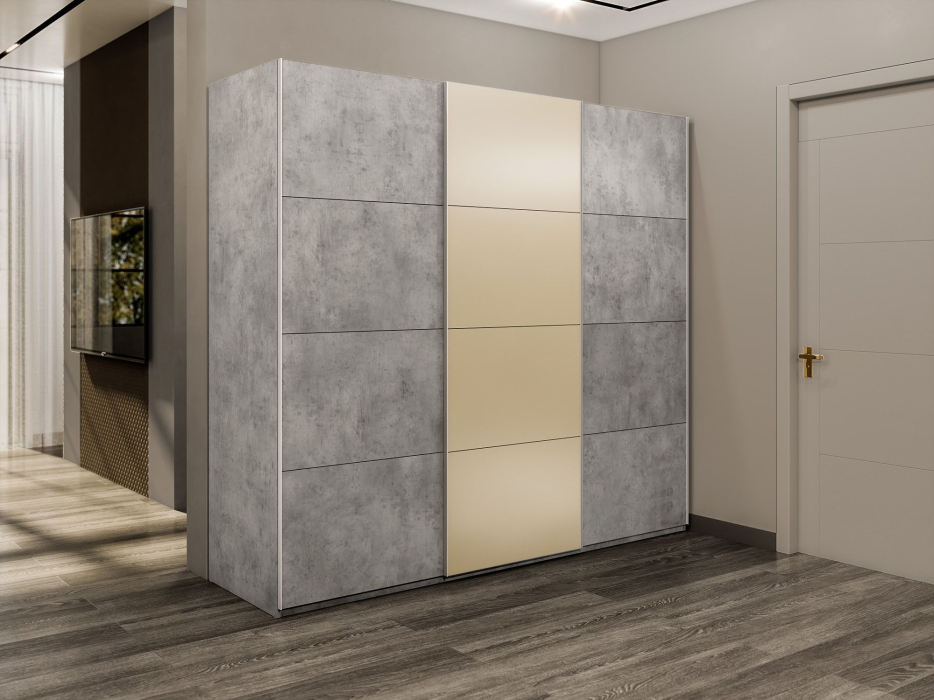 Шкафы-купе 3-х дверные, Шкаф-купе Эста 3-х дверный ДСП/Стекла фисташка/Доводчик 270х66х240