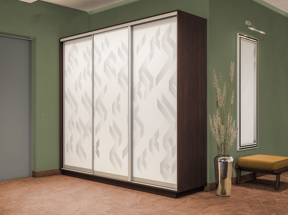 Шкафы-купе 3-х дверные, Шкаф-купе Экспресс 3-х дверный Фотопечать Ленты Стекла 180х45х240