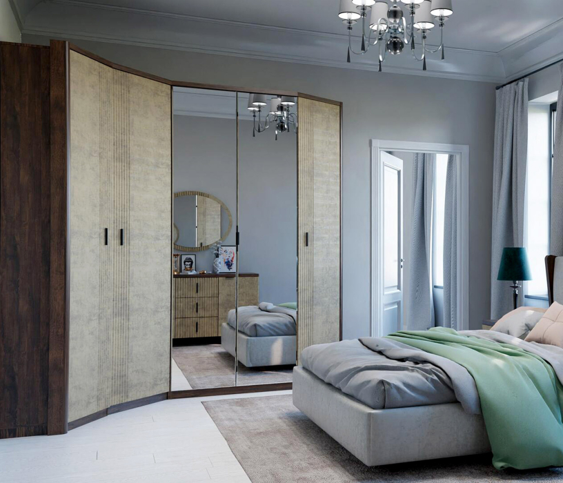 Для одежды, Шкаф угловой Шер ШК-2321, дуб апрель темный/лофт голдэн пэлас