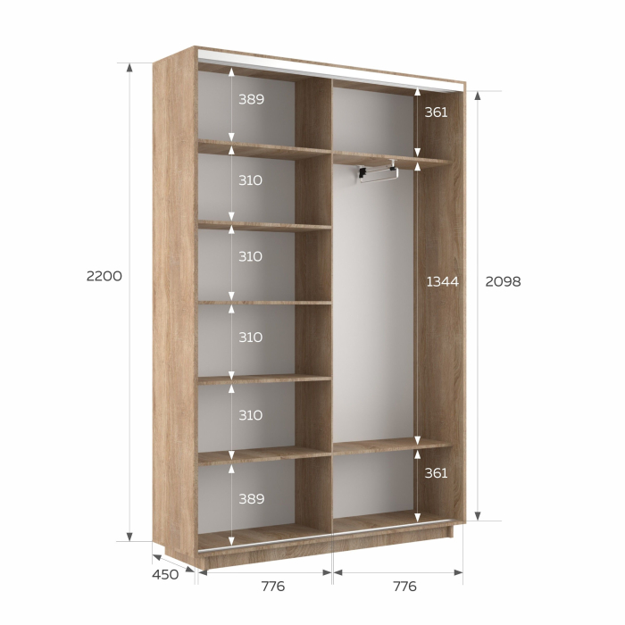 Шкафы-купе 2-х дверные, Шкаф-купе Экспресс 2-х дверный Фотопечать Квадрат Стекла 160х45х220