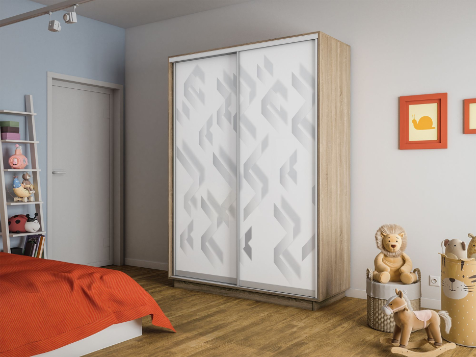 Шкафы-купе 2-х дверные, Шкаф-купе Экспресс 2-х дверный Фотопечать Ленты Стекла 120х60х220